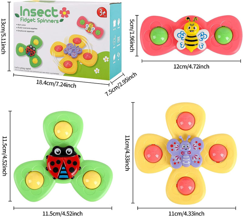 Saugnapf Spinner Spielzeug 3 Stück Baby Badespielzeug