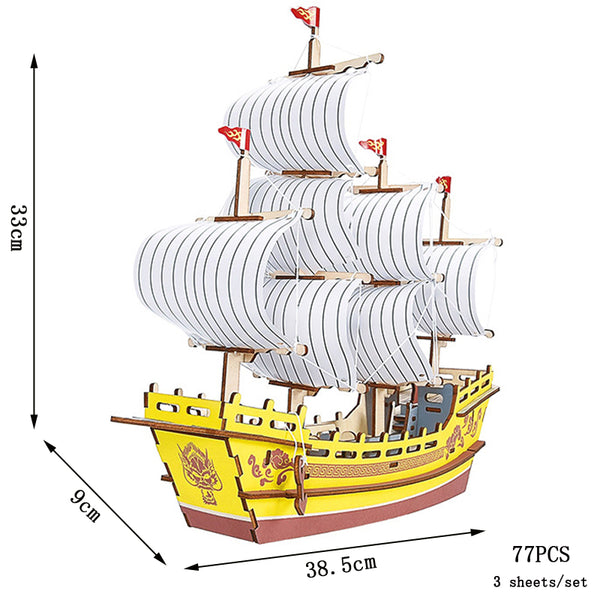 WhimsyGalleon | 3 Bündel Segelboot-Modellbausatz