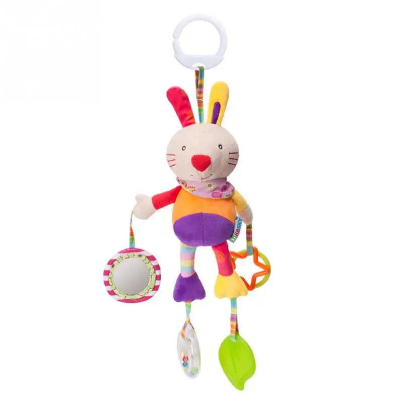 Buntes Baby-Kaninchen | Weiche Tier-Handglocke mit Beißring für Kinder