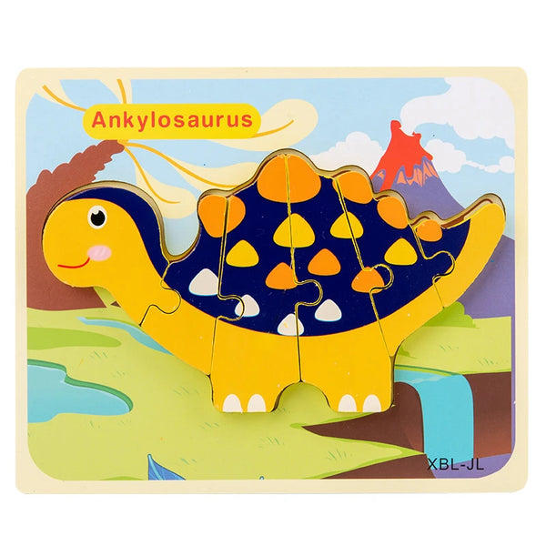 TriceraJoy | 3 Bündel Dinosaurier Holzpuzzle