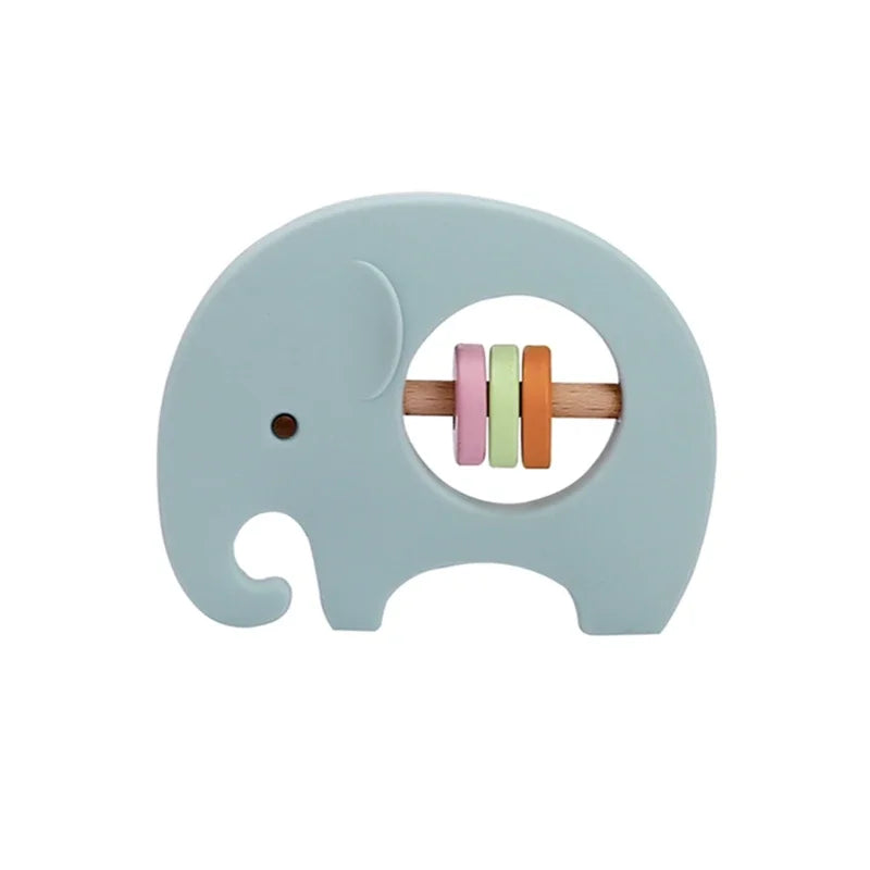 Elefant Silikon Baby Rassel Beißspielzeug | Set von 3