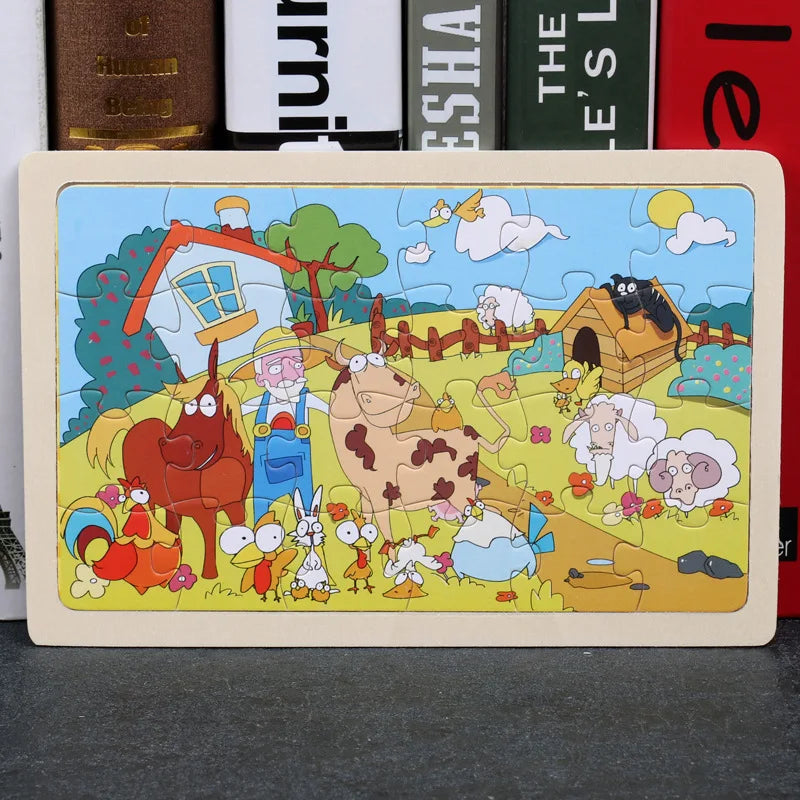 Bauernhof Tiere | Pädagogisches Holz Cartoon Tiere Puzzle für Kinder