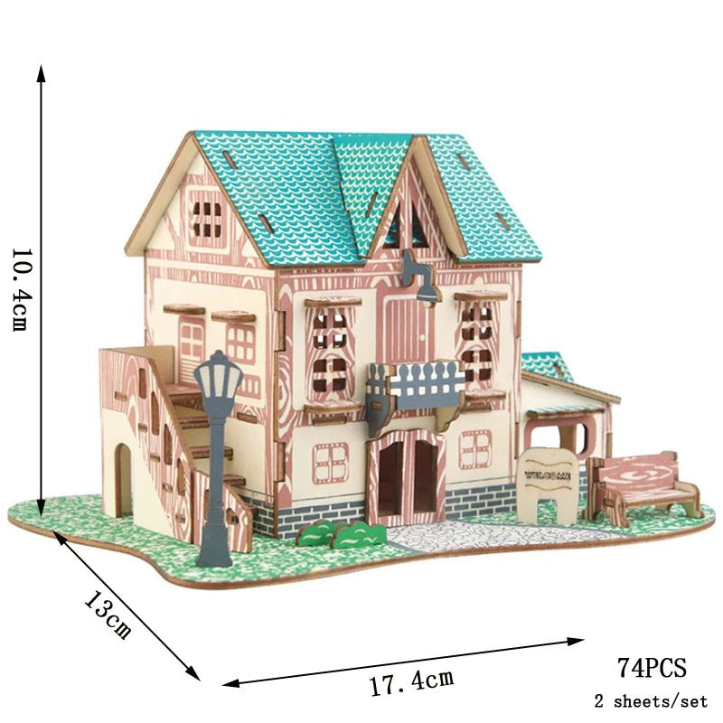 Pädagogisches Holzpuzzle-Bau-Spielzeug für Kinder | Bundle von 3