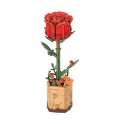 Rote Rose | Holzpuzzle Blumenstrauß Dekorationsspielzeug für Kinder