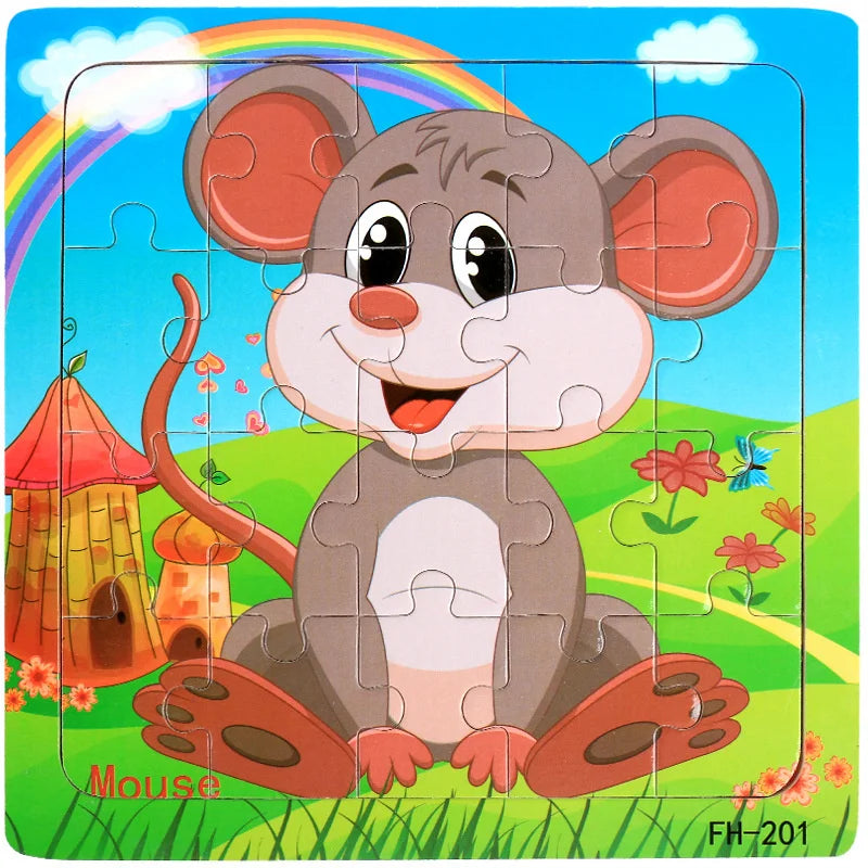 Maus | Lehrreiches Cartoon-Puzzle-Spielzeug für Babys mit Tieren für Kinder