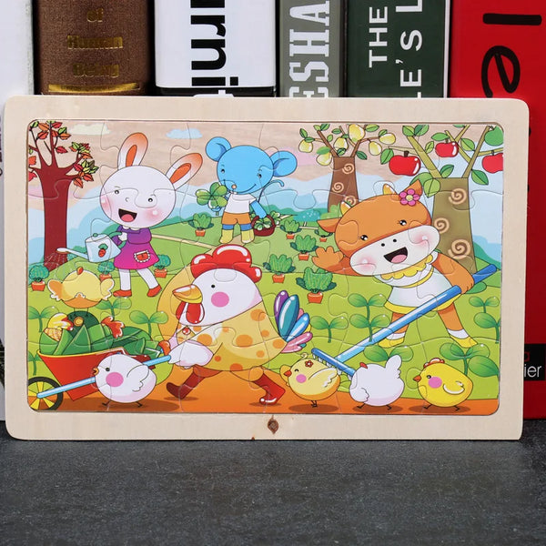 Dschungel Aufräum Crew | Pädagogisches Holz Cartoon Tiere Puzzle für Kinder