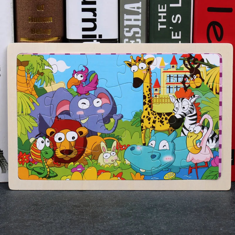 Dschungel Spielzeit | Pädagogisches Holz Cartoon Tiere Puzzle für Kinder