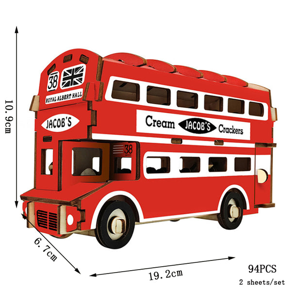 WoodwayBus | Holz 3D-Puzzle DIY Baukasten