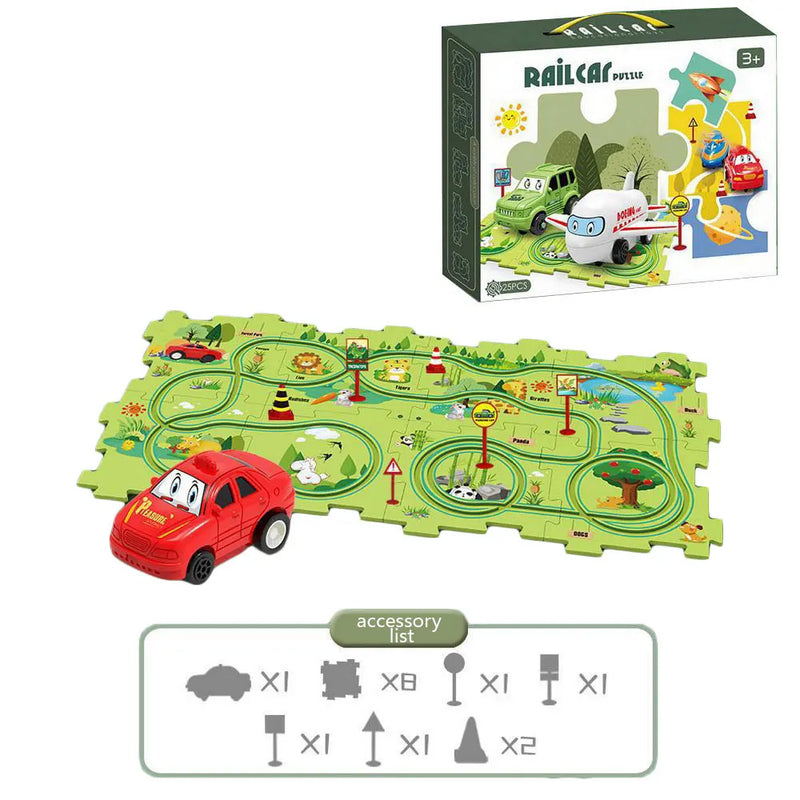 ForestFlyers | Puzzle Rennfahrer Wald Set