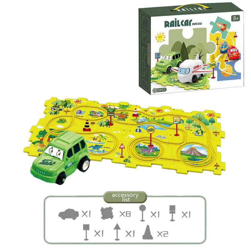 DinoMaze | Puzzle Rennfahrer Dinosaurier Set