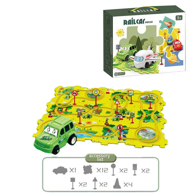 TimeTracks | Puzzle Rennfahrer Dinosaurier Set